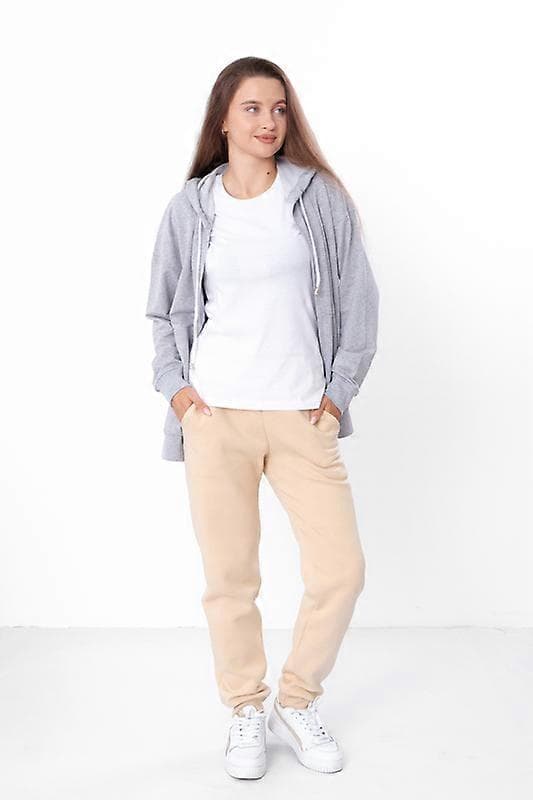 Damtrestickade byxor – mysig värme med elastisk midja och sidfickor, vinter, HC 8381-025 ecru 3XL