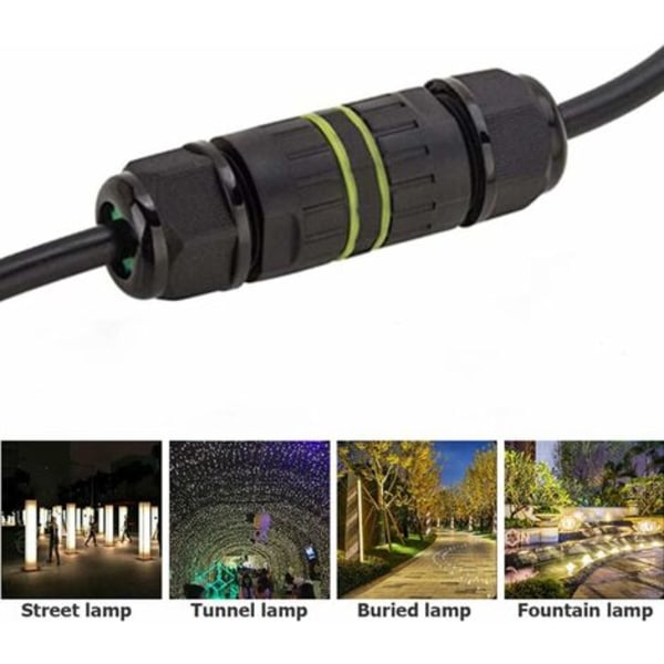 Eksternt ærmekoblingsstik Udendørs elboks Forgreningsboks- 3,5-6 mm / 7-10 mm 2 stk. Sort
