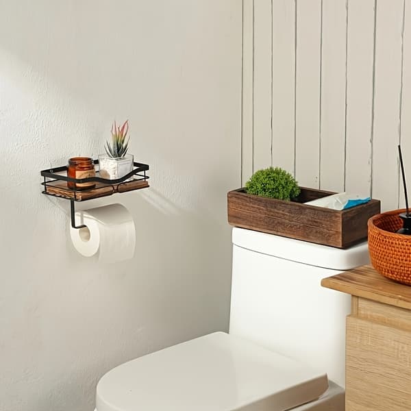 Stylish Wall-Mounted Paper Holder with Storage Self-Adhesive or Drilled for Bathroom