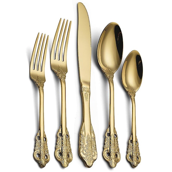 5 stk rustfritt stål bestikk western bestikk bestikk gold