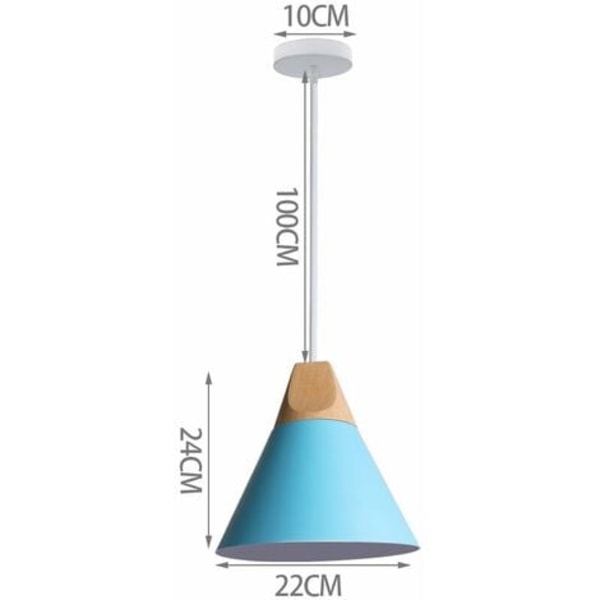 Creative Industrial Pendel Lampe Solid Tre Soverom Stue Dekorativ lysekrone (blå) - Blå