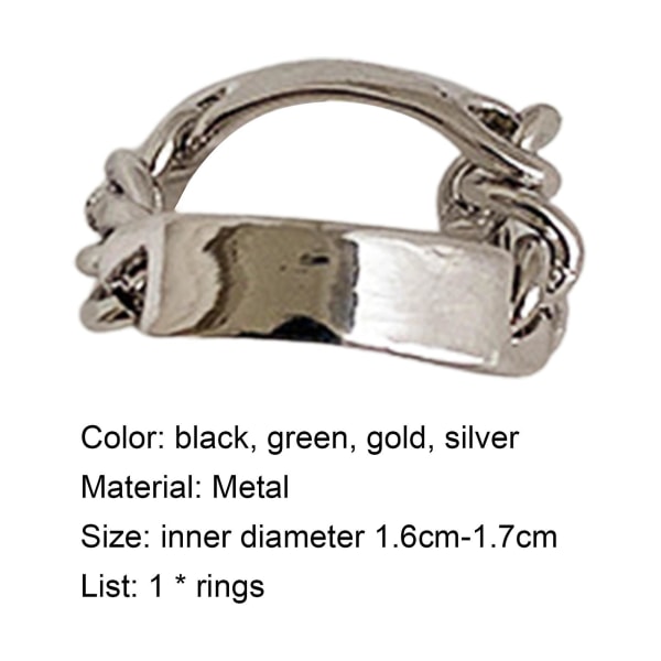 Ring Fransk Stil Delikat Metall Grön Zircon Chain Ring För Club Silver
