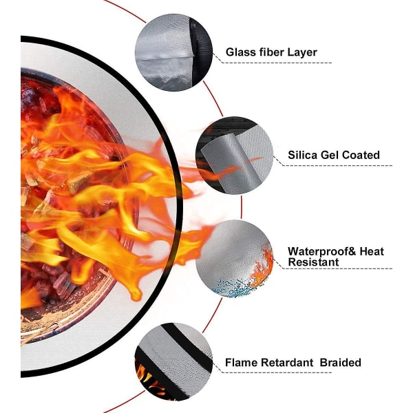Brandhämmande eldgropsmatta (75cm) Brandhämmande eldgropsmatta Vattentät eldgropsmatta med hög temperatur med 3 lager för trä gaskol eldgrop O