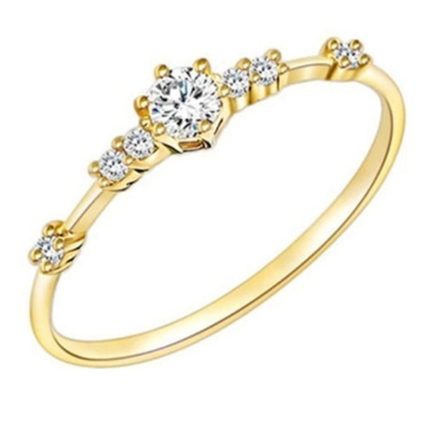 Kvinner mote Rhinestone innlagt bryllup forlovelse finger ring smykker gave Gold US8
