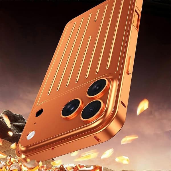 Kompatibelt etui til iPhone 17 Pro Max med søhestespænde, bagagedesign, telefonetui i aluminiumslegering Black