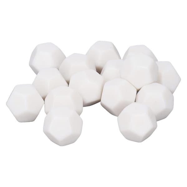 30 stk. 12-sidige blanke hvite plastterninger 2,2 cm Skriv på polyedriske kuber for utdanning og underholdning
