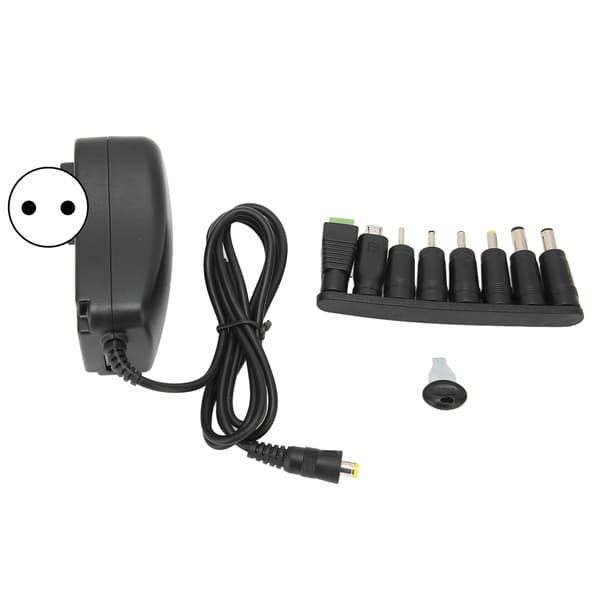 30W Universal Strømadapter USB-port Spenningsjusterbar 100‑240V EU-plugg