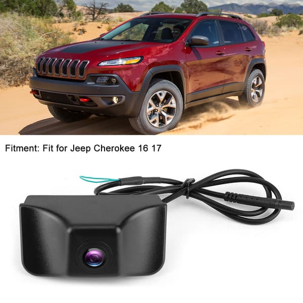 Jeep Cherokee 2016 2017 Frontkamera IP67 CCD Nattesyn Parkeringsassistent Skærm