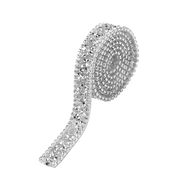 Glitrende Sølv Rhinestone Bånd - 1 Yard, 15 mm Diamant Mesh Wrap Roll