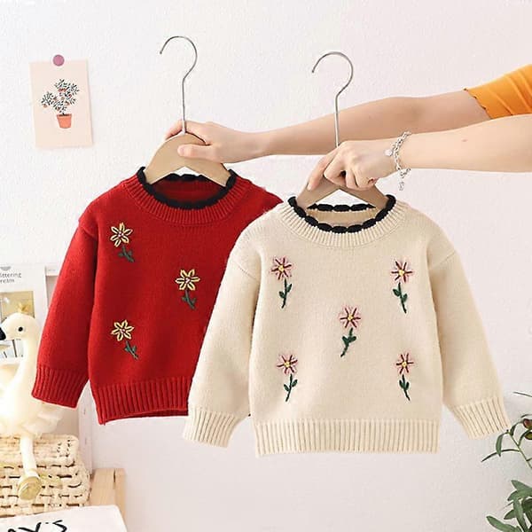 Piger Drenge Grim Juletrøje Jule Sweatshirt Langærmet Strikket Pullover RED 90CM