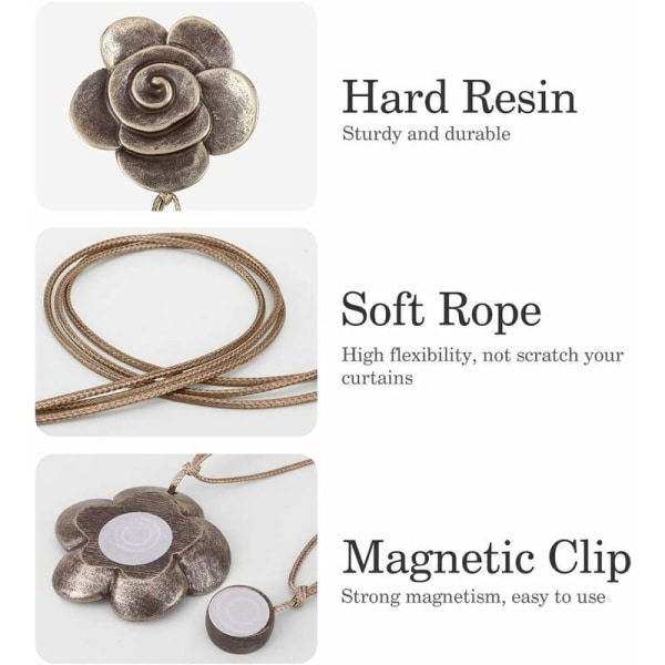 Camellia Form Magnetic Gardin Tieback, 1 Par Magnetic Curtain Spänne, Gardintillbehör, Vacker Gardin Tieback för hem, vardagsrum, sovrum