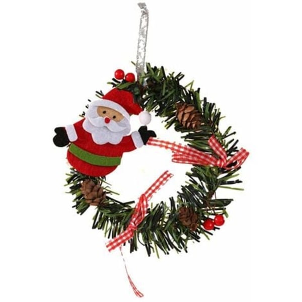 Mini konstgjorda julkransar små tallkottar girland för dörrfönster X-mas semesterhusdekoration (5,9 tum)