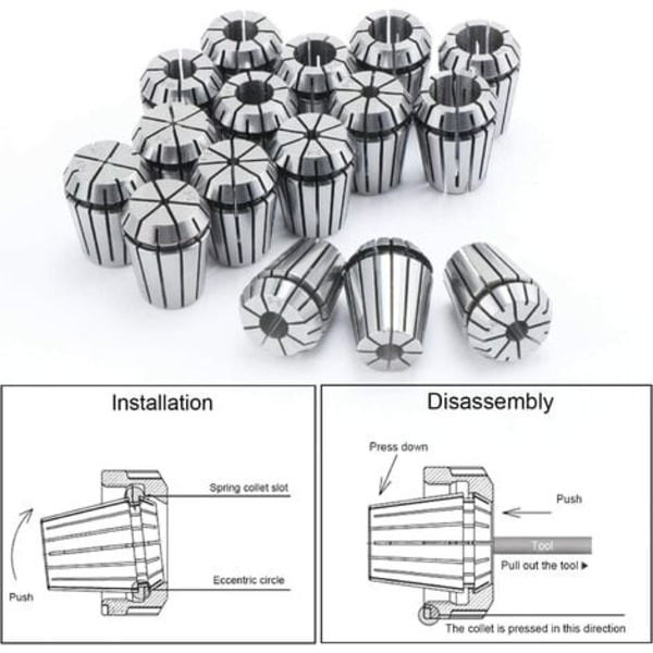 ER25 Chuck 16 stk 1-16mm Chuck Holder ER25 Holder for CNC gravering og fresing