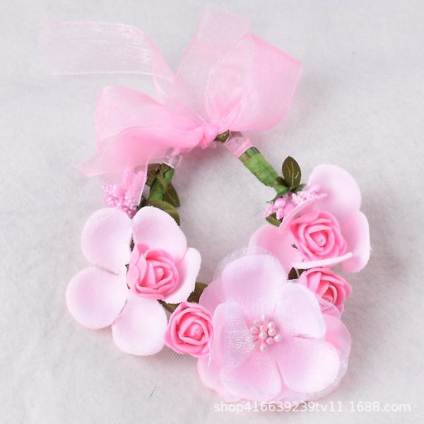 Kvinnor Pannband Blommor Blommor Bröllop Garland Hårband Handgjorda Dam Flickor Hårband Brudband Cameo Red Wristband