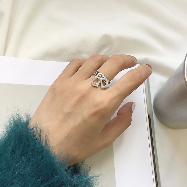 Ring Sølv S925 Letter Motesmykker Ac7307 H