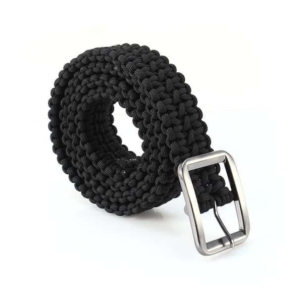 Överlevnads Paracord Bälte 550 Milspec Utility Bälte med Solid Stålspänne Svart