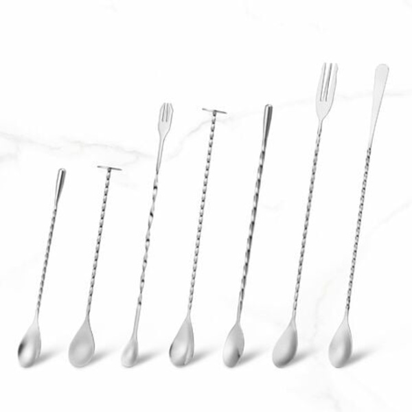 Ruostumattomasta teräksestä valmistettu cocktail lusikka pitkävartinen tanko lusikka kierrekuvioinen sekoituslusikat Ammattimaiset cocktailsekoittimet Catheri
