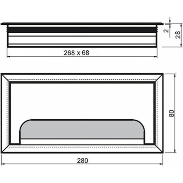 Set med 2 rektangulärt cover 80x 280mm för infällning på kontorsbord Organizer för möbler Aluminium Sil