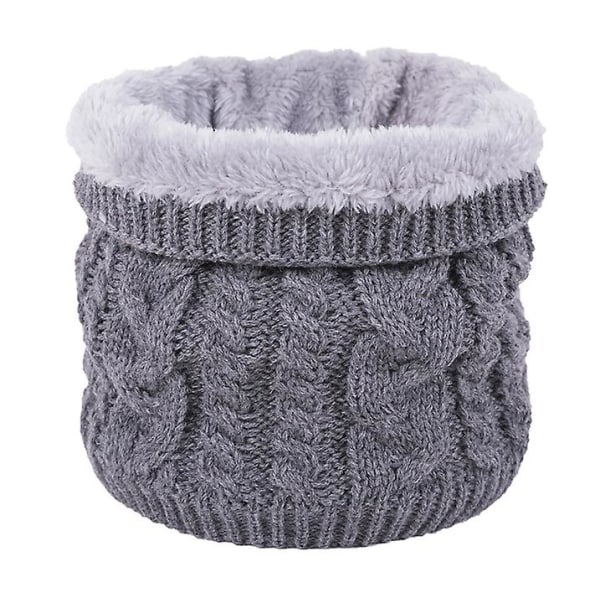Haklapp, matchande stickad ull plus sammet, varm krage Light gray