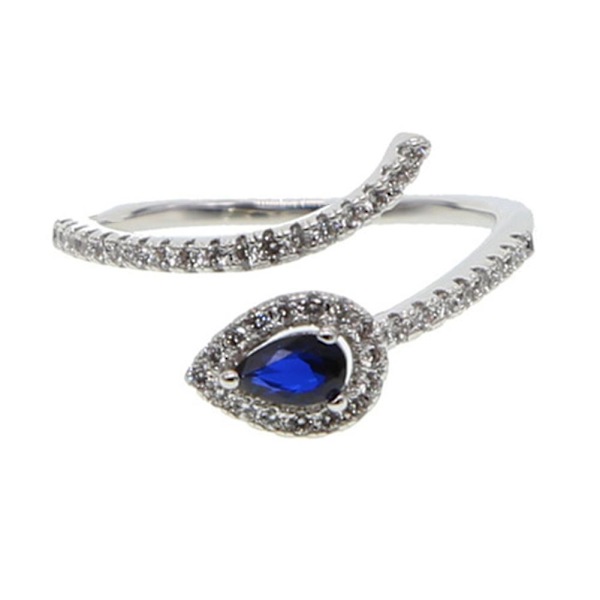 Mode Kvinnor Orm Födelse Strass Finger Ring Justerbar Öppning Smycken Present Silver and White