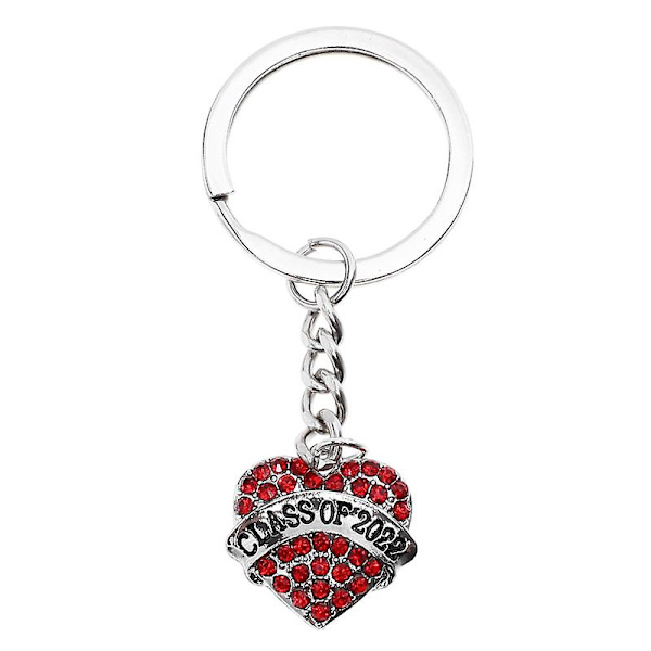 Graduation Key Chain Legering Nøkkelring Hjerte Sjarm Sirkel Søt eksamensgave Red