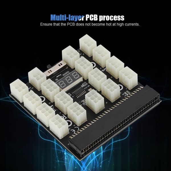 PCI E 17x 6pin 12V Mining Server Strømforsyning Adapter Konverteringskort LED Display
