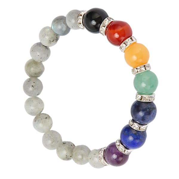 Chakra Pärlarmband Elastisk Snöre Stresslindring Meditation Healing Grå