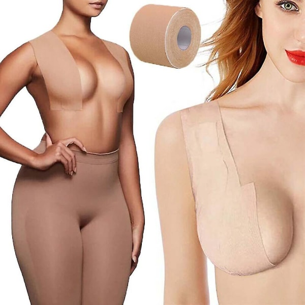 Brystpute med brystpute Booby Push Up usynlig klistremerke Apricot M - 3.8CM x 5.0M