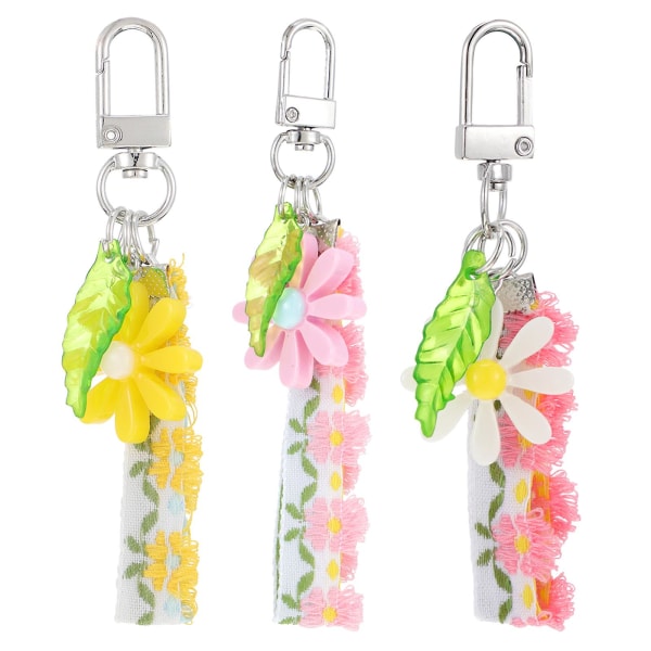 3st Daisy Pendant Nyckelring Färgglad Slitstark Creative Key Ring Nyckeltillbehör för present