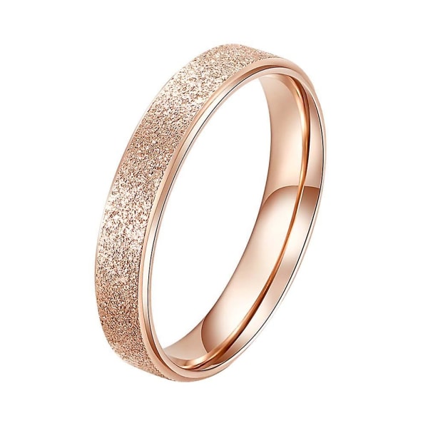 Glitter Matte Slim Band Titanium Stål Finger Ring Brude Bryllupssmykker Gift Rose Gold US 4 4mm