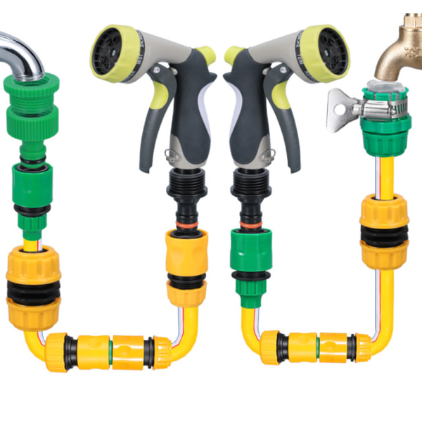 2 stk Plastic Quick Connector Vaskemaskine Bilvask Vandpistol Vandslange Hurtig Connector Vand Connector 4 Point Slange (4 Point Hun Head),