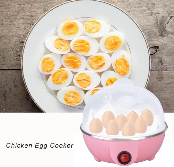 Elektrisk eggkoker 7 egg kapasitet automatisk avslåing mini rosa