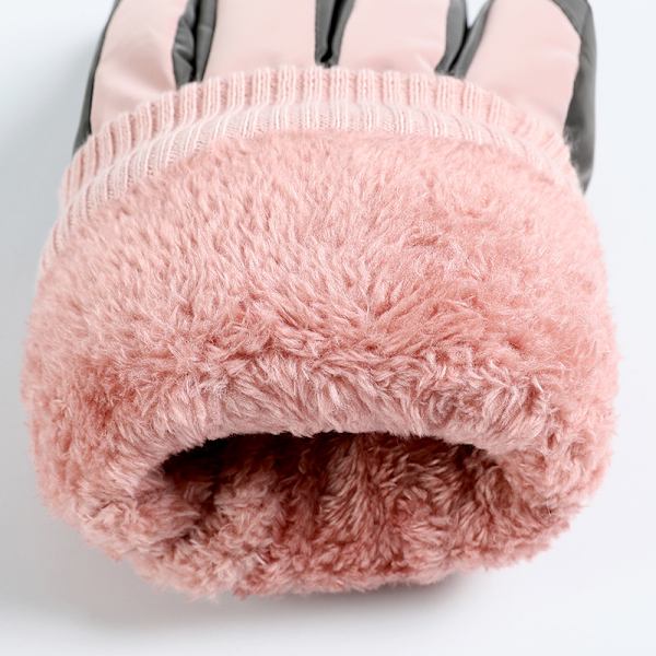 Skidhandskar Dam Vinter Fleece Förtjockad Reflekterande Utomhussport Ridning Varma Vindtäta Kalla Handskar Rosa