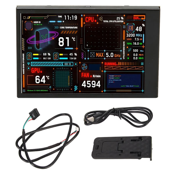 3,5-tommers IPS-datatemperaturmonitor Dobbel USB C Tilpassbar layout PC CPU-datamonitor ARGB-kabinett-temaeditor