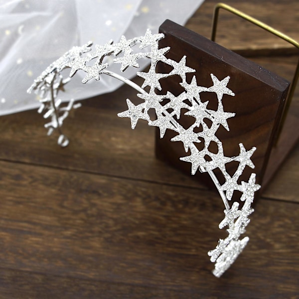 Star Rhinestone hårbåge med halvcirkelformad design Justerbar Elegant Lättvikt Långvarig för Silver