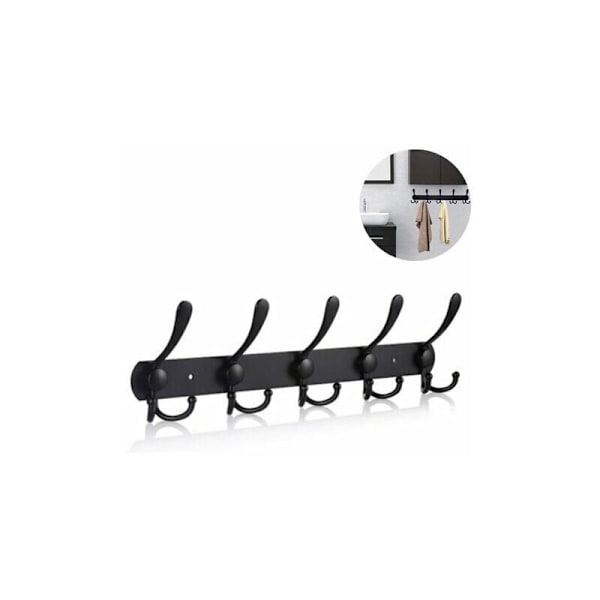 Förtjockade 5 krokar svarta 40CM svarta rostfria klädkrokar 5 radkrokar