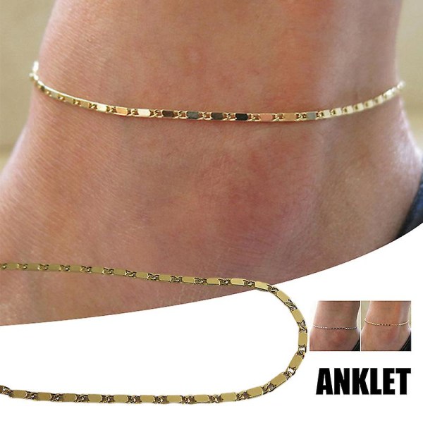 Slim ankel armband plätering ankel kedja för kvinnor flickor smycken gåva en one size 29 cm guld Gold