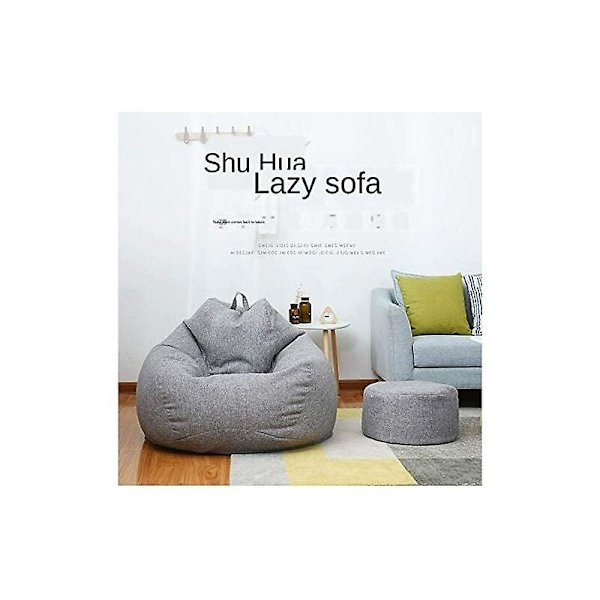 Lazy Sofa Bag Lepotuoli Cover Kangas Nojatuoli Slipcovers Tuolinpäälliset Ilman Täyteainetta Istuin Pouf Puff Tatami Olohuoneen kalusteet (tummanharmaa, 80 *
