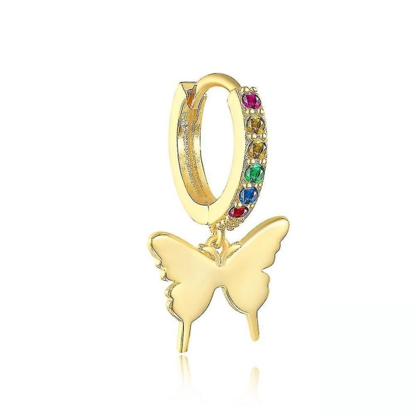 singel Öron Clip Butterfly Golden S925 Diamond Insatt Ear Studs Örhängen för ceremoni