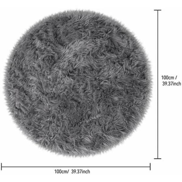 Rundt soveromsteppe Moderne Design Shaggy Stueteppe - 100 cm - grå
