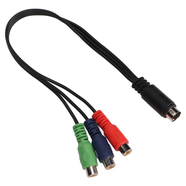 MINI DIN 9-nastainen uros - 3 RCA naaras RGB-videoadapterikaapeli 11,8 tuumaa