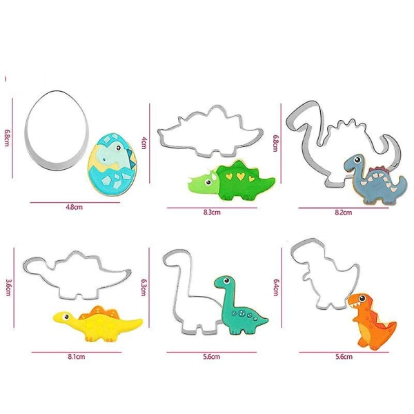 6-Pack Dinosaur Cookie Cutter Cookie Form Omelett Set