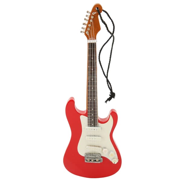 Miniatyrgitarr Modell Simulering Innovativ Trä Elgitarr Modell med Hängrep för Presentdekoration 01
