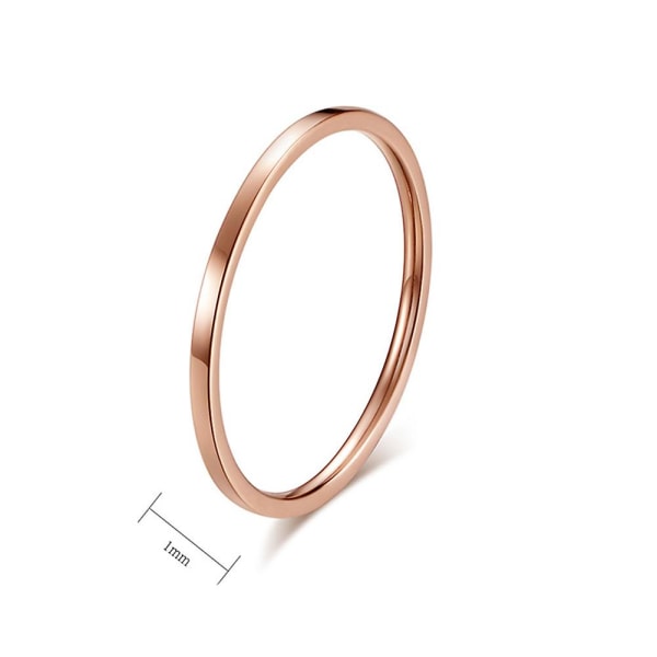 Dammode Slät Tunn Titanstål Band Finger Ring Bröllop Smycken Present Rose Golden US4