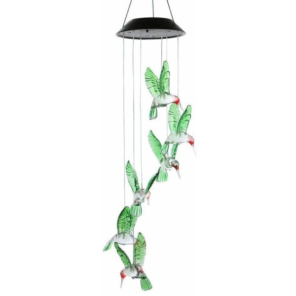 Farveskiftende LED Wind Chime Solar Hummingbird Wind til havebelysning