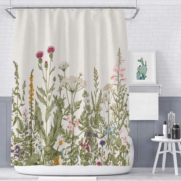färg blomma 180cm*200cm blomma växt duschdraperi duschdraperi vattenbad draperi polyester tyg bälte,