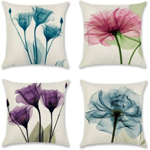 Kpl 45 x 45 cm Cover, Polyesteri- ja pellavatyynynpäälliset Sohva Auton Case (Fancy Flower)