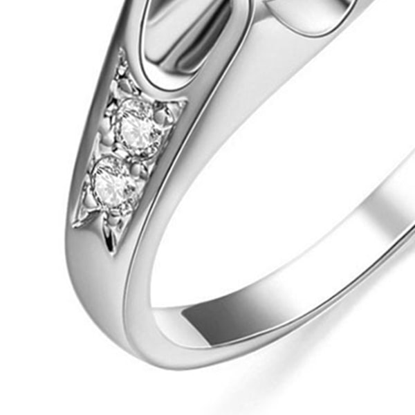 Kvinnor Ring Delikat glänsande koppar Rhinestone inbäddad vigselring för fest Silver US 9