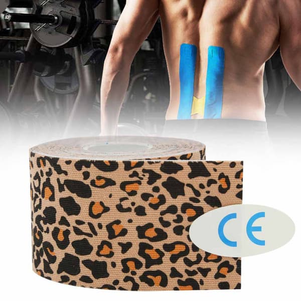 Elastisk bomulls sportstape muskelbandasje leopardtrykk
