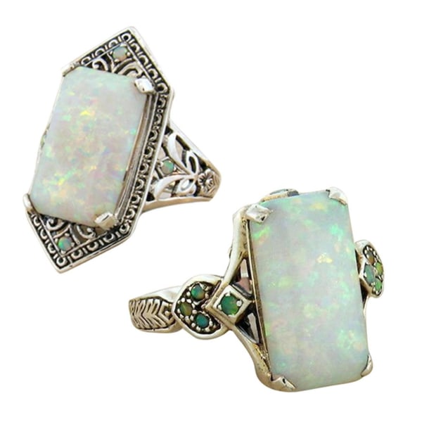 Kvinner Ring Square Faux Gem smykker Vintage geometriske ring smykker gaver US 5 A